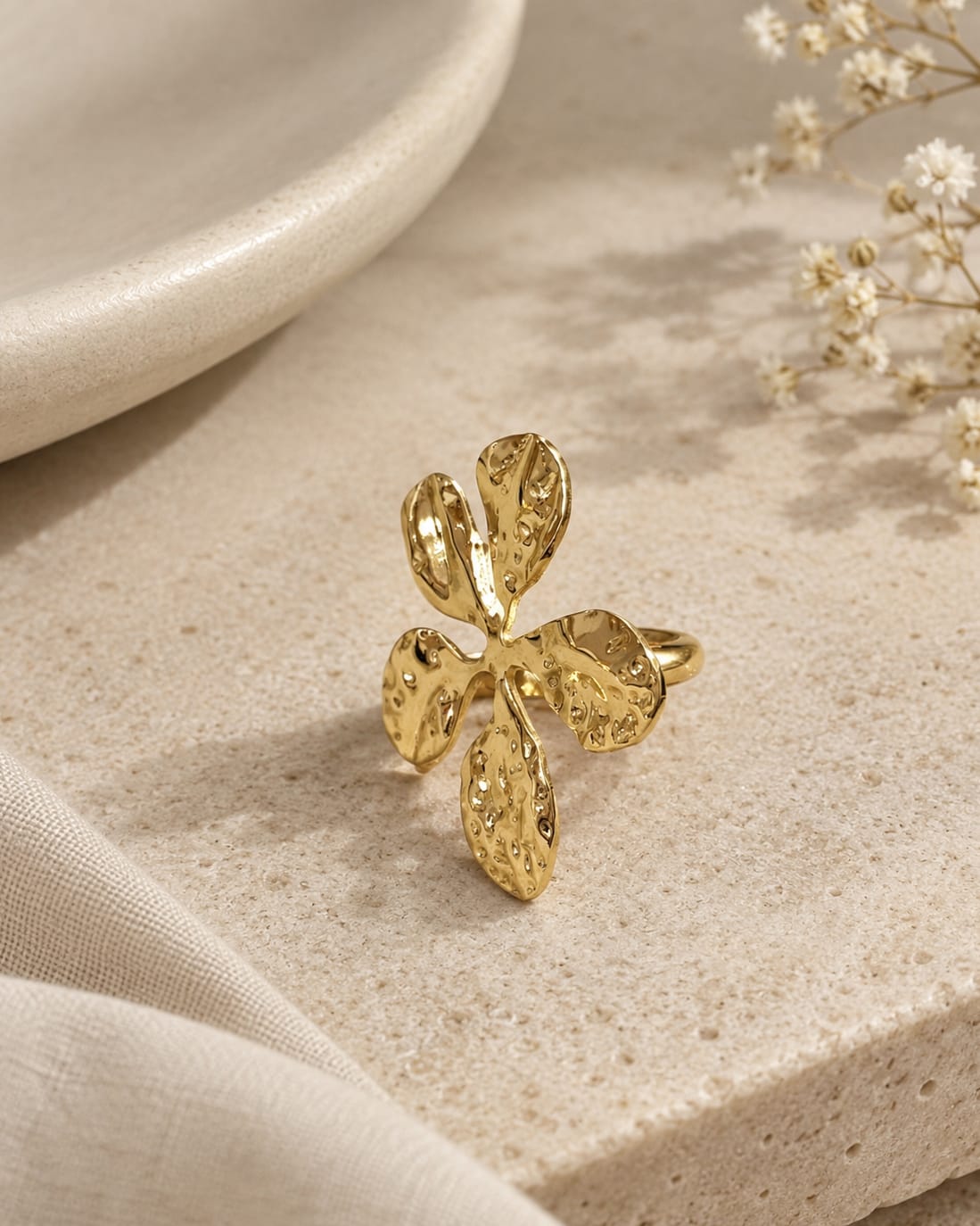 Textured Floral Ring - Image 2