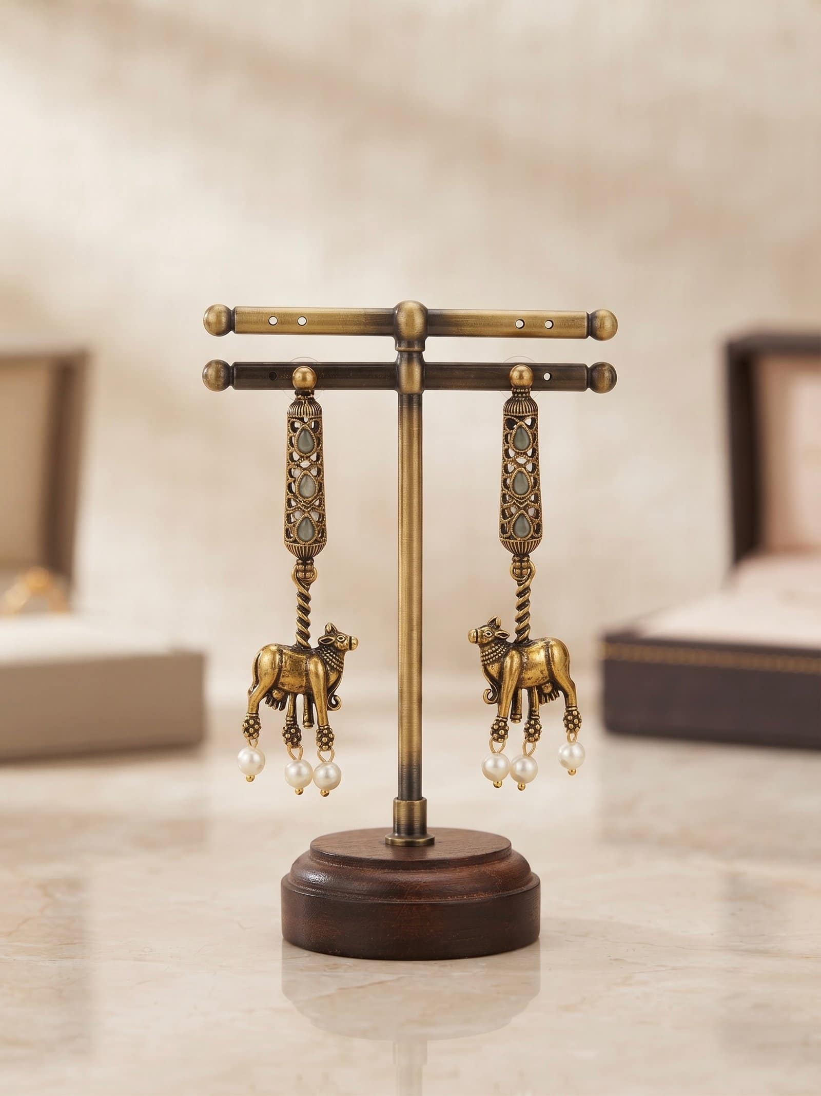 Nandini Temple drop earrings in grey