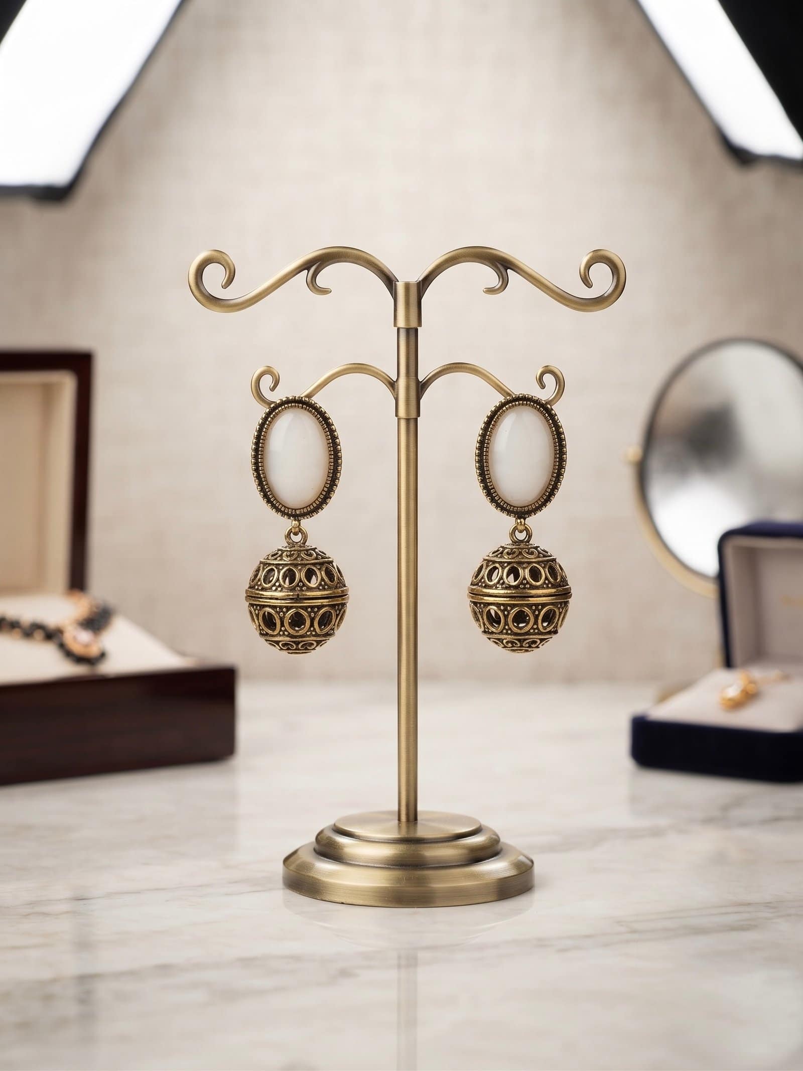 White Ghungroo earrings
