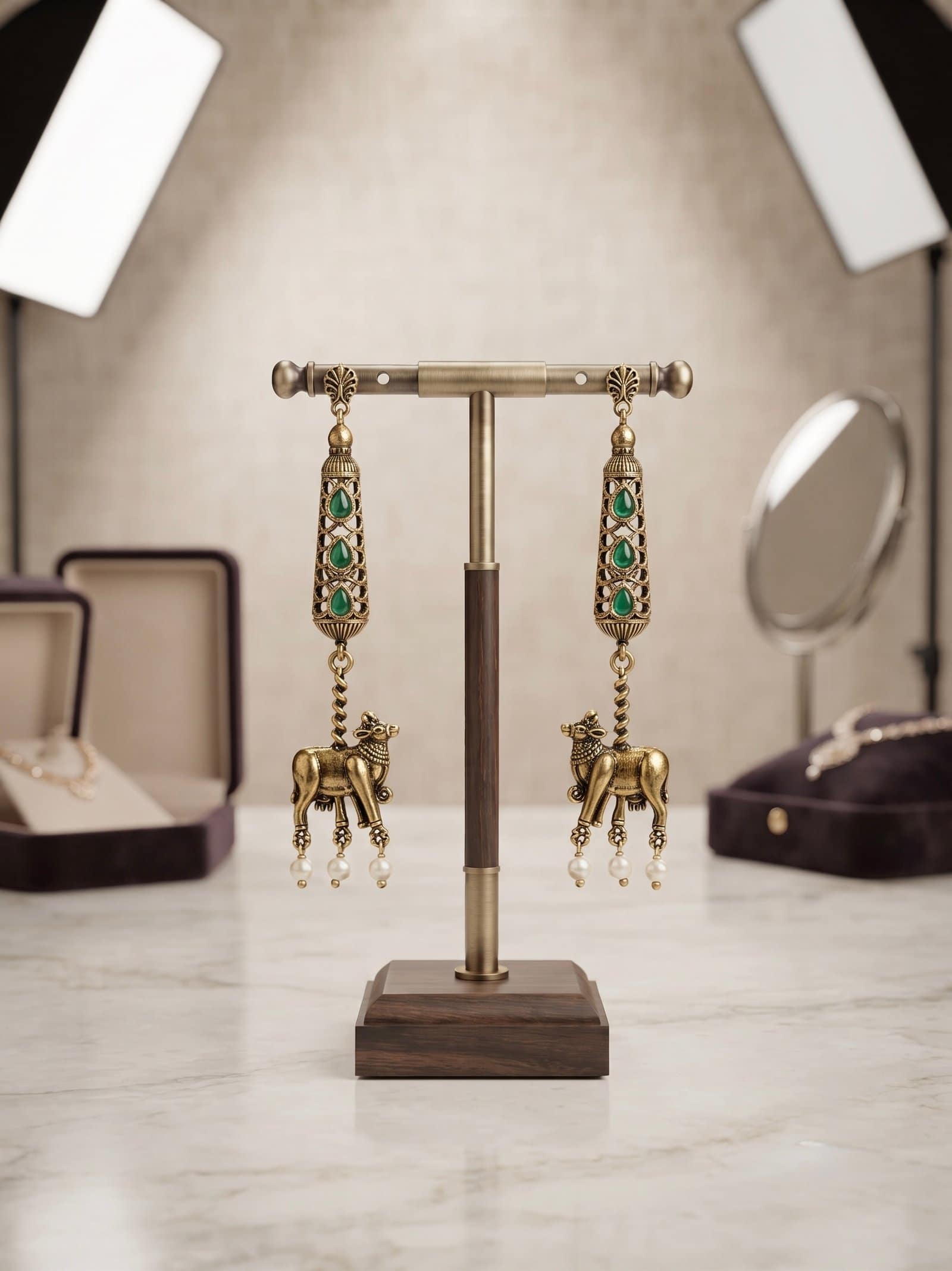 Nandini Temple drop earring (green colour) - Image 2
