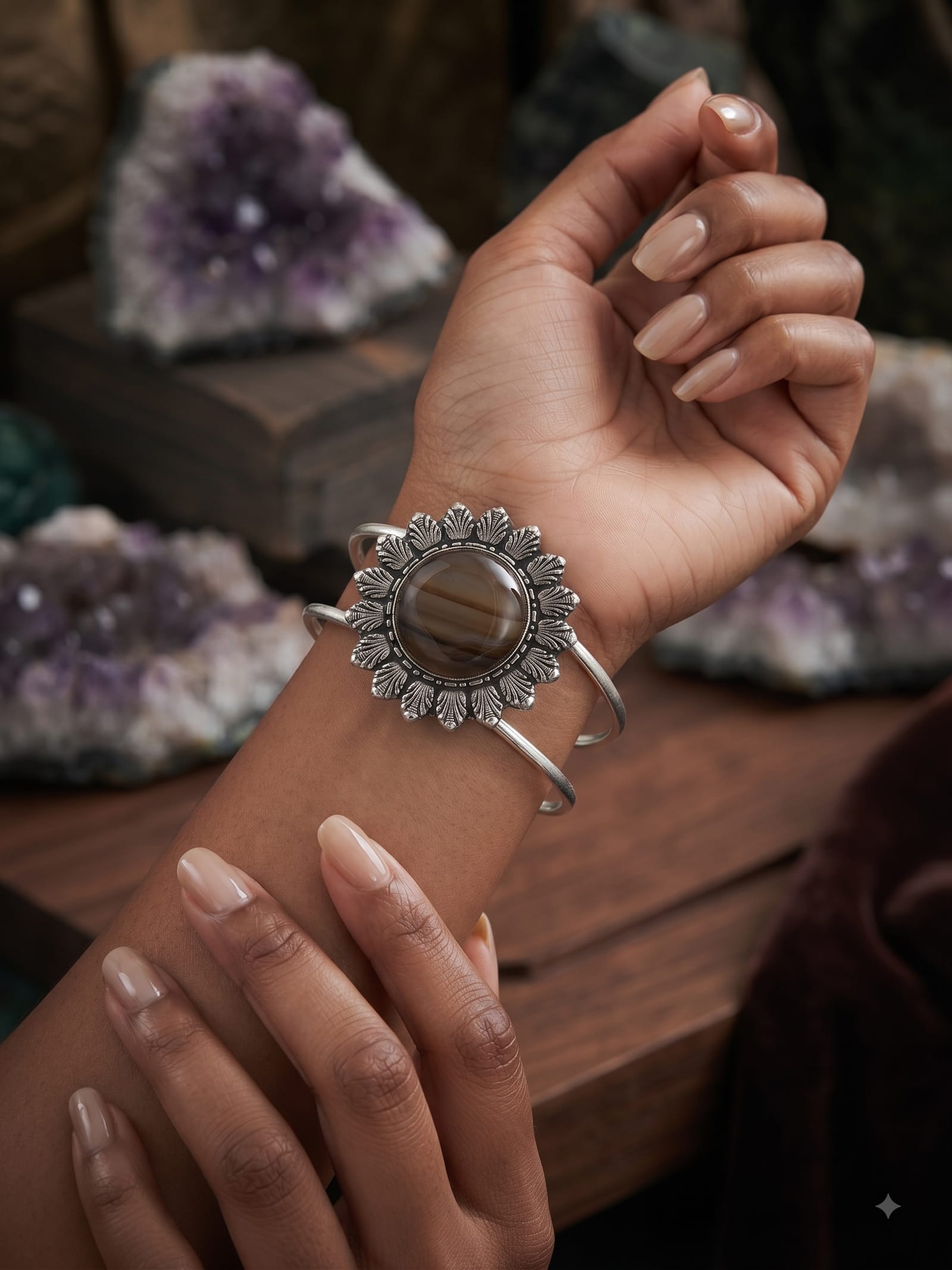 Zevaara Earth Stone Cuff Bracelet - Image 2