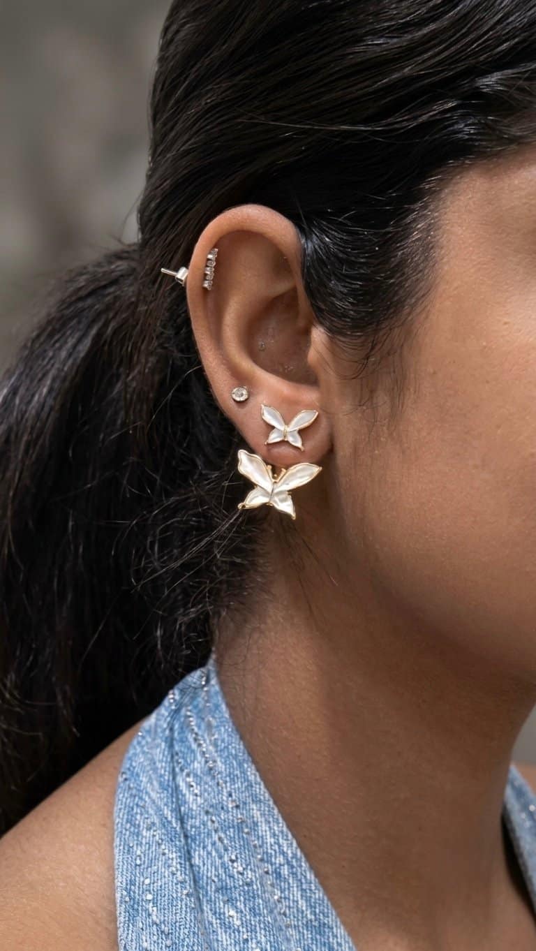 Layered butterfly earrings - Image 2
