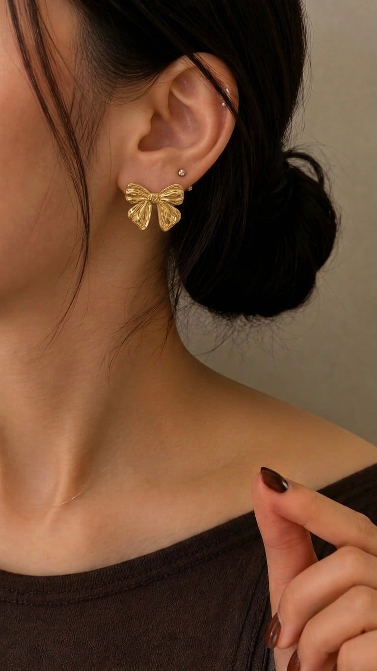 Golden bow earrings
