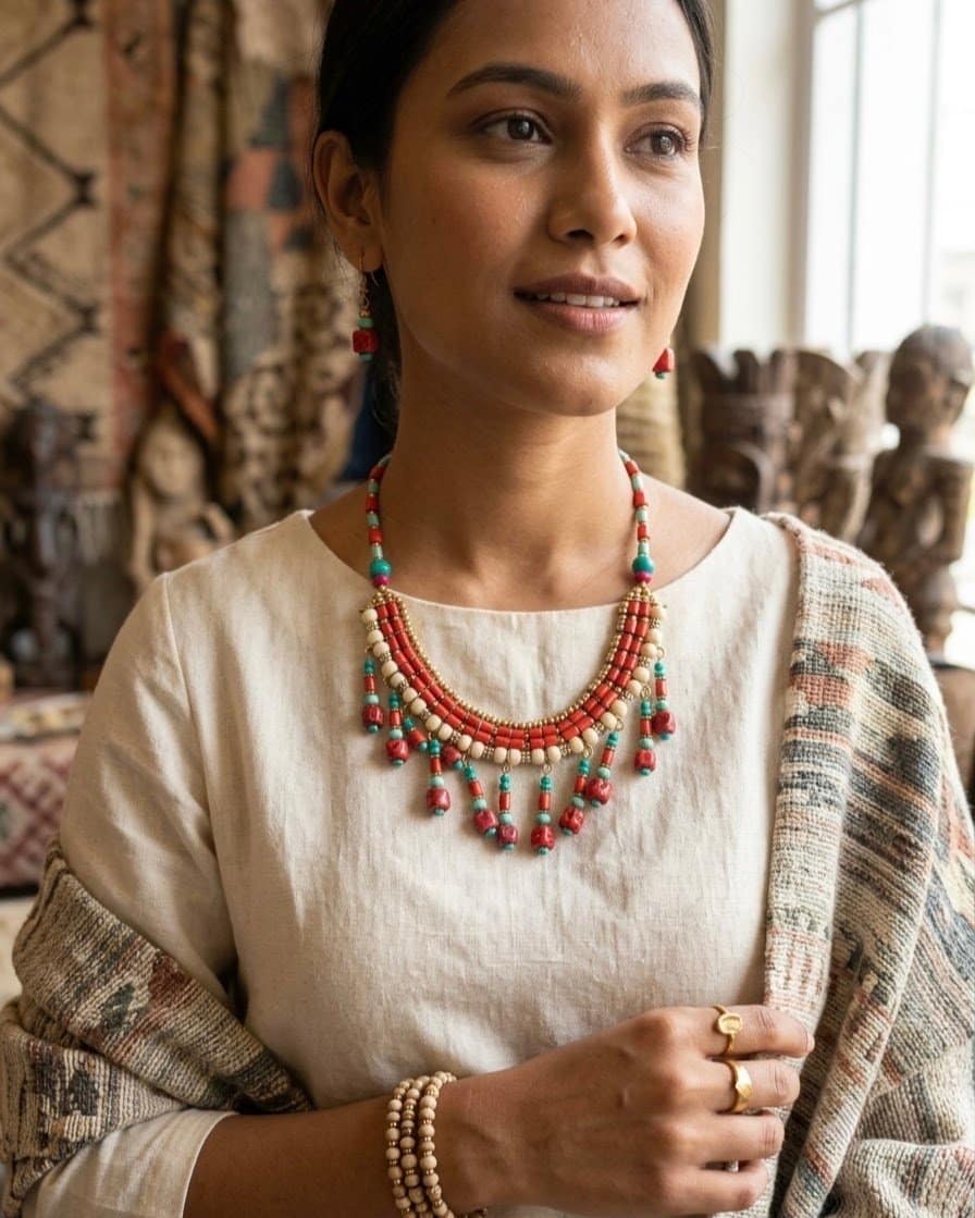 Zevaara Beaded Necklace Set