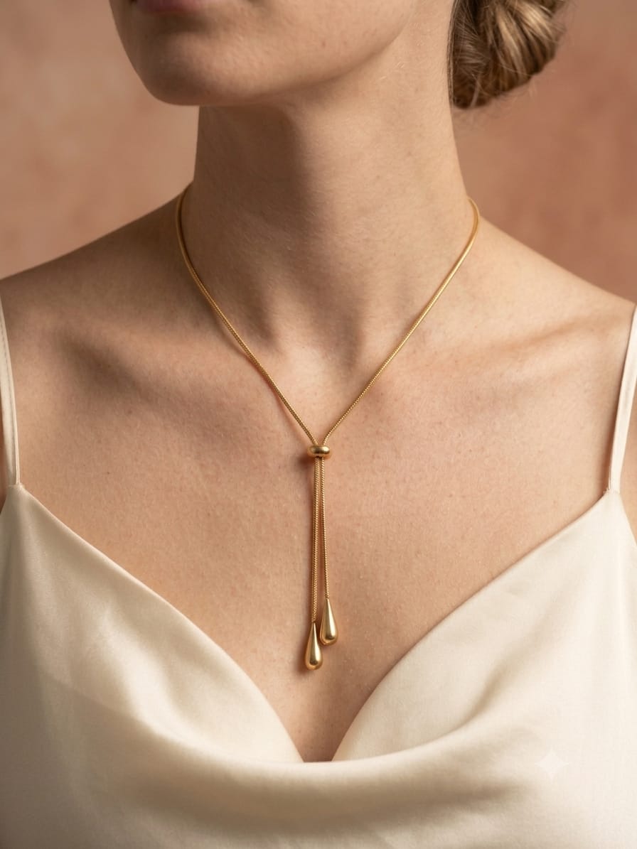 Golden drop adjustable necklace - Image 2