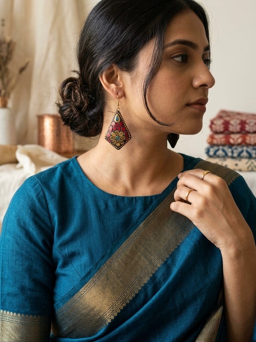 Red Bloom Earrings - Image 4