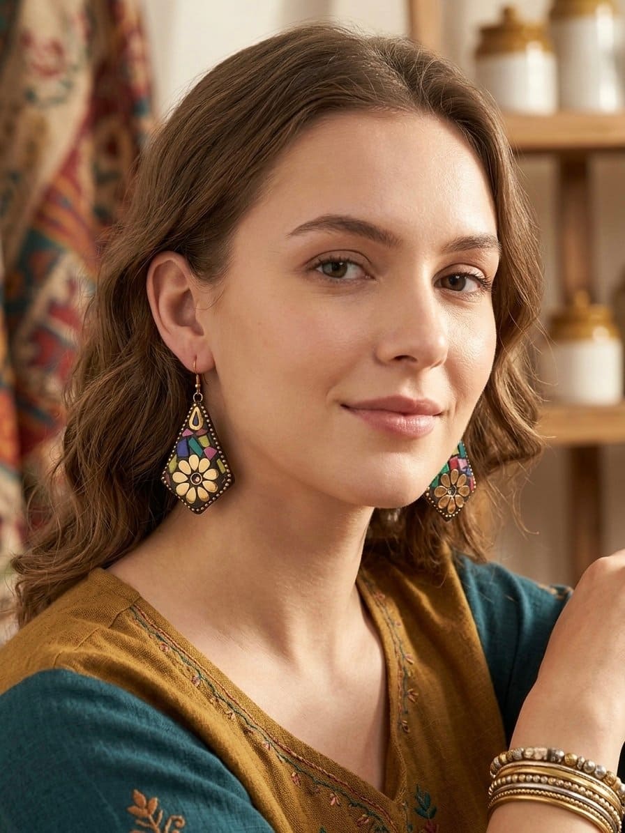Peacock bloom earrings - Image 3
