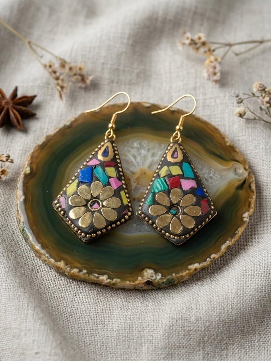 Peacock bloom earrings