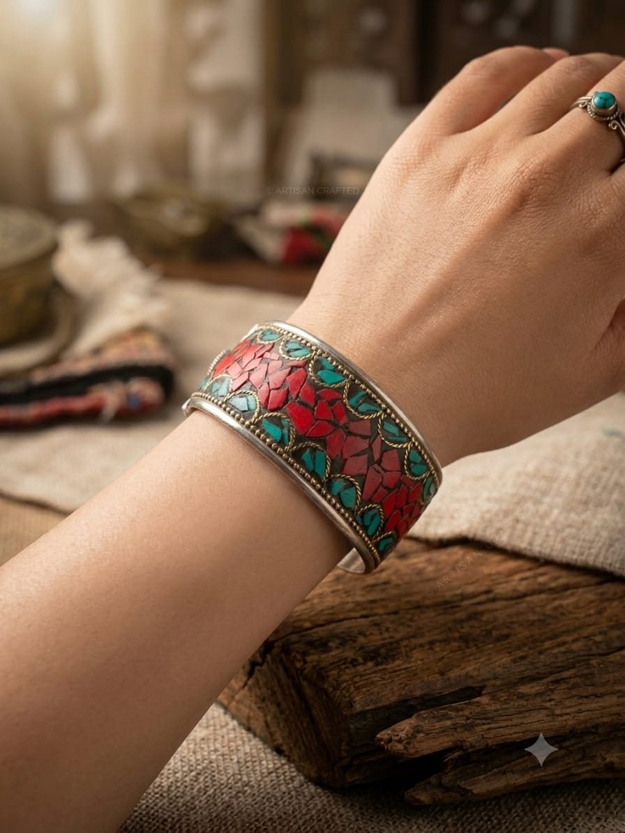 Rangrez Stone Cuff Bracelet: - Image 2