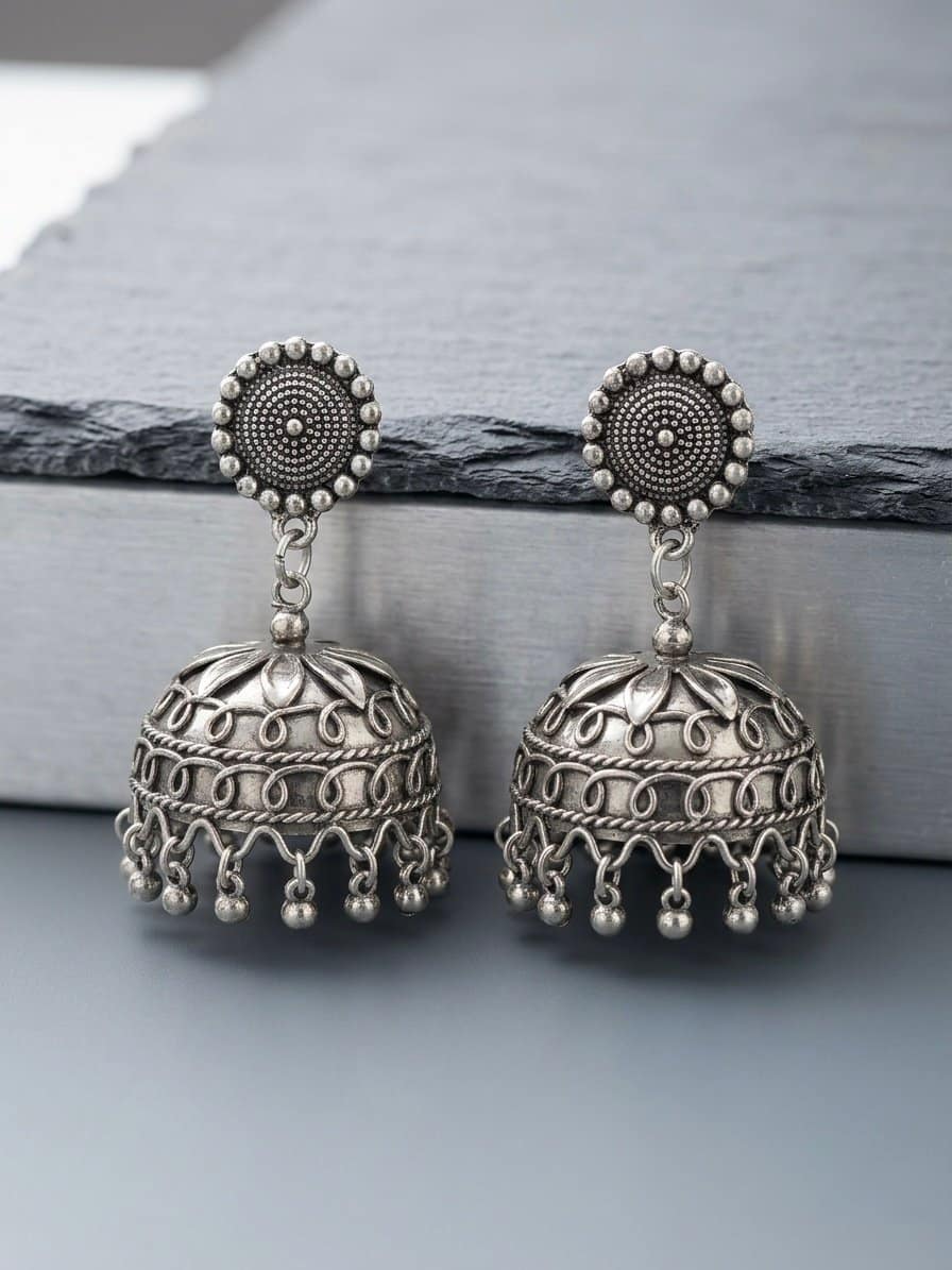 The Banjara Bloom oxidized jhumkas