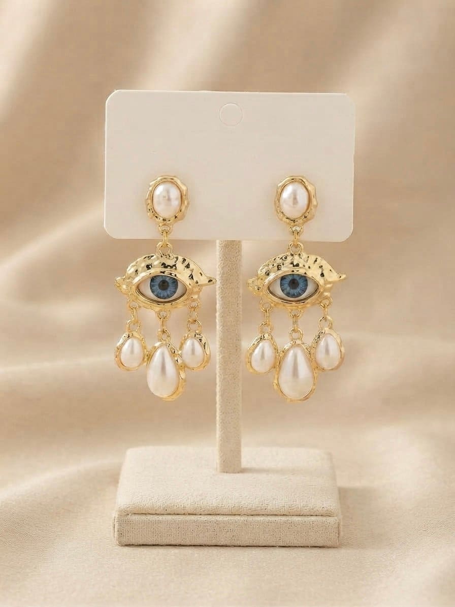 Baroque Evil Eye Pearl Earrings